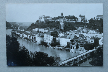 AK Burghausen a d Salzach / 1931 / Ortsansicht / Brücke / Foto Karte